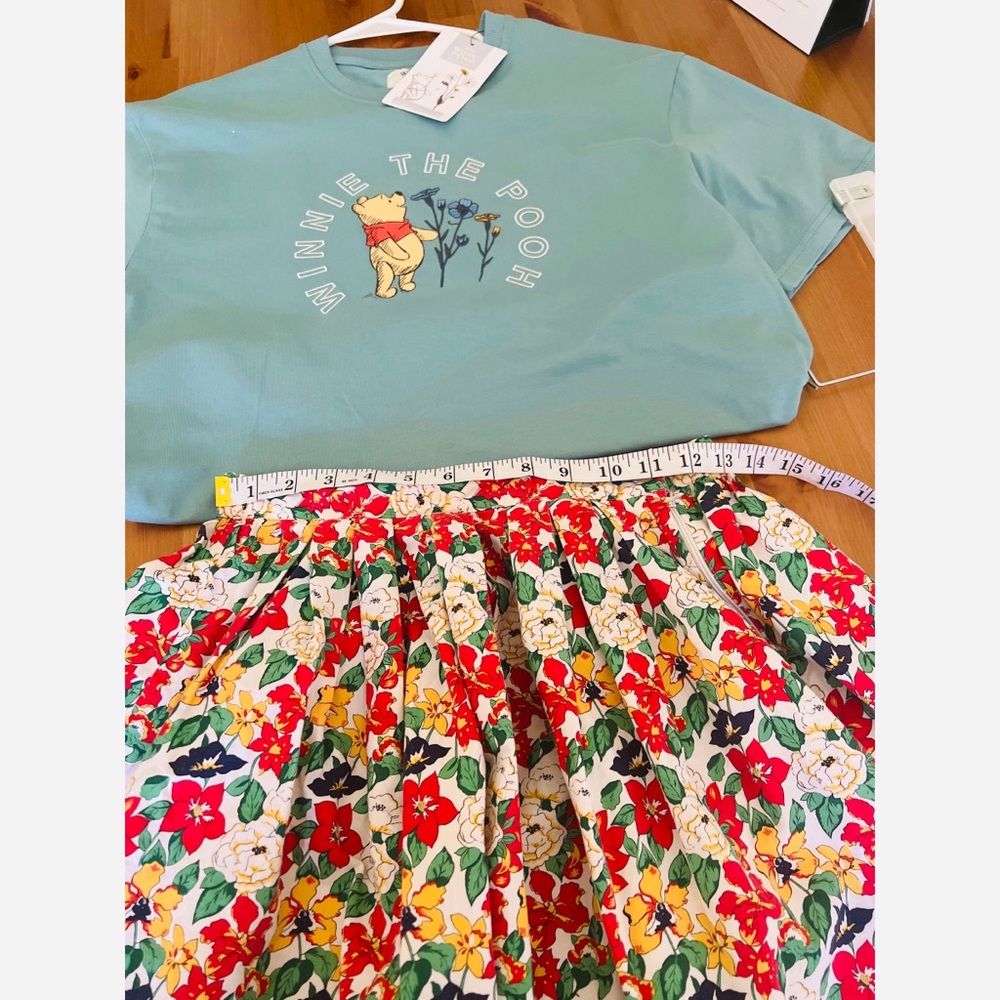 100% Cotton Vintage Vibrant Floral Pleat Skirt - Picture 6 of 7